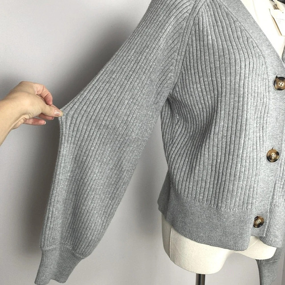 Marled Button Front Cardigan in Heather Grey size large - Picture 9 of 9